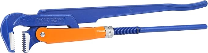 Swedish Pattern Type A pipe Wrench: Size 2" with 67 mm Max Jaw Opening, 15 inch x 90 Degree Angle Corner Pipework, Red Lacquered Finish