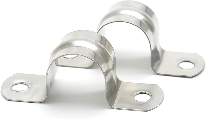 20 Pack 2 Inch 50mm U Bracket Rigid Pipe Strap Clamp, Two Hole Strap U Tube Pipe Conduit Clamp Clip for Pipe Fixing