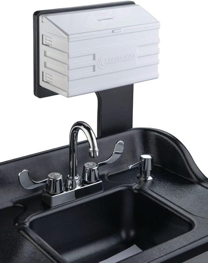 Ozark River Portable Sinks, Titan PRO 1 Black, Outdoor Portable Sink with Hot Water, Mobile Self Contained Sink with Water Tanks and Wheels, Portable Outdoor Hand Washing Sink Station