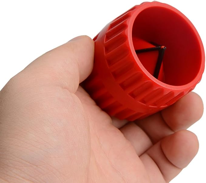 Copper Pipe Cleaner and Reamer Set, 4 in-1 Copper Tubing Brush Pipe Inside and Outside Wire Brush, Copper Pipe Deburring Tool for Soldering, Copper Pipes, Tubes, Pipe Deburring - Red