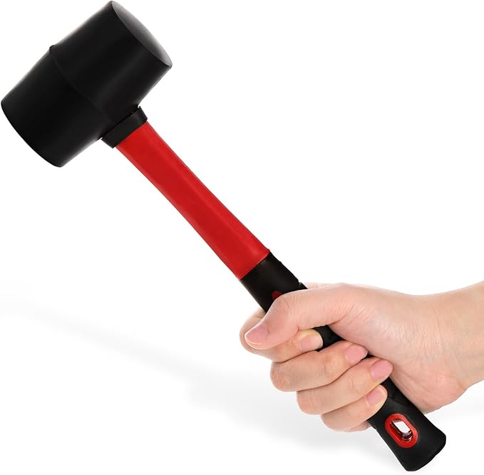 Peohud 3 Pack Rubber Mallet Hammer, 24/16/8 Oz Durable Camping Hammer with Fiberglass Handle, Soft Blow Mallet for Flooring, Tent Stakes, Woodworking, Construction and Home Renovation
