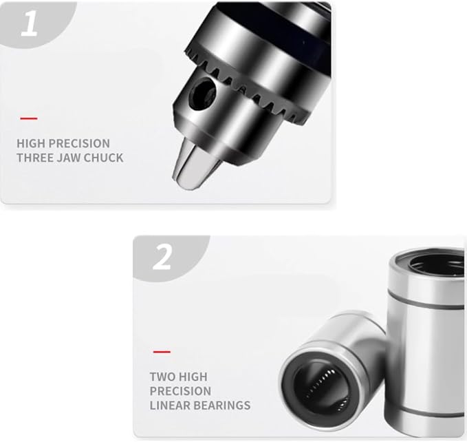 RATTMMOTOR DIY Benchtop Drilling Machine 110V-220V, Mini Desktop Variable Speed Drill Press 12mm Stroke, 3000RPM 795 Motor with Bench Vise Clamp, B10 Drill Chuck 0.6-6.5mm for CNC Machining