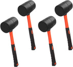  4 PCS 27 OZ Rubber Mallet, Rubber Hammer Head, Rubber Mallet Set With Black-Orange Fiberglass Handle Perfect For Wood, Metal, Plastic, Glass, And Ceramics. By GENHAKON