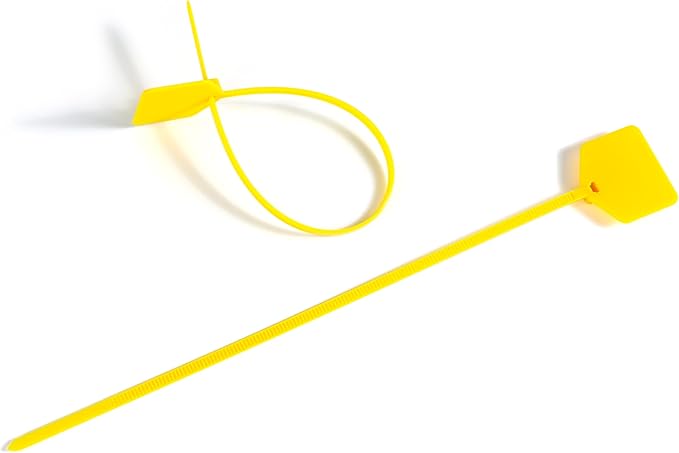 8 in Marker Nylon Cable Ties, Plastic Water Proof Tags, Self-Locking Written-on Cable Marker, Security Seals Label for Cabling, Wire Marking Label, Shipping Hanging Tags - Yellow/ 100pcs