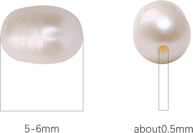 Natural Pearl Beads Rice 5-6mm White Freshwater Cultured Loose Gemstone Beads for DIY Jewelry Making 13.8''/Strand HQ