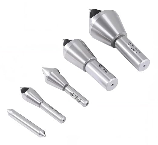 Accusize Industrial Tools 5 pc 60 Deg 0-Flute HSS Countersink & Deburring Tool Set, Pilotless Type, 0206-0460