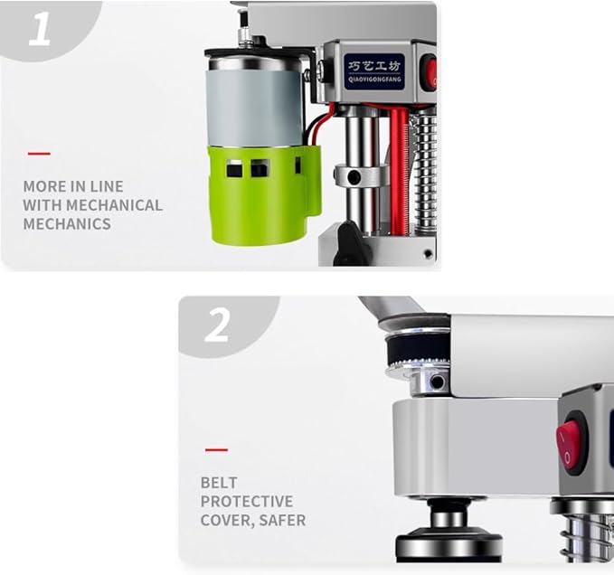 RATTMMOTOR DIY Benchtop Drilling Machine 110V-220V, Mini Desktop Variable Speed Drill Press 12mm Stroke, 3000RPM 795 Motor with Bench Vise Clamp, JT0 Drill Chuck 4.5mm for CNC Machining