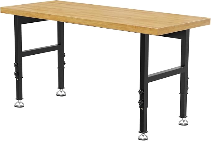 60” Adjustable Work Bench, Heavy Duty Work Table for Workshop, Garage, 3000 Lbs Capacity