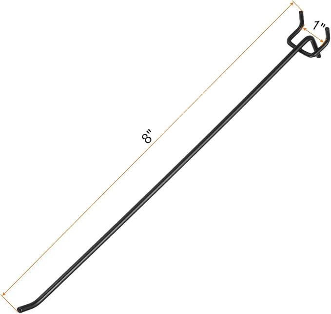 HARFINGTON 25pcs Pegboard Shelving Hooks 12" Stainless Steel Peg Board Display Hook Hanging Holders Wall Mount Organize Tools for Workbench Garage Kitchen Store, Black