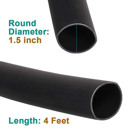 1.5 inch (Diameter) 3:1 Waterproof Heat Shrink Tubing Kit, Large Marine Dual Wall Adhesive Shrinkable Wire Wrap Tube, Insulation Sealing Wear-Resistant Cable Protector by YUKSY (4ft, Black)
