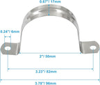 Hordion 10Pcs 2" Two Hole Strap U Bracket, M50 Rigid Pipe Strap Stainless Steel Conduit Clamp for Fixing Pipe