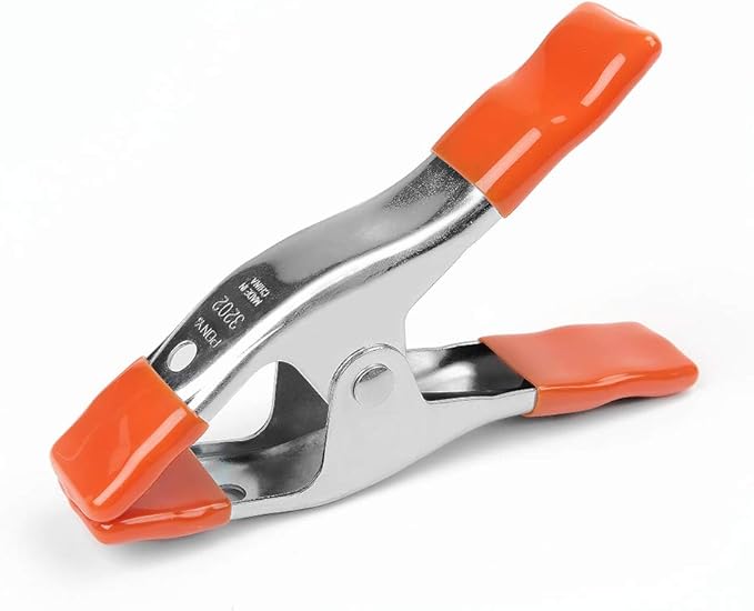 PONY 6-inch Heavy Duty Spring Clamps Set, 2-inch Jaw Opening, Nickel-plated Steel Spring Clips Clamps with Protected Rubber Handles and Tips, 6-Pack