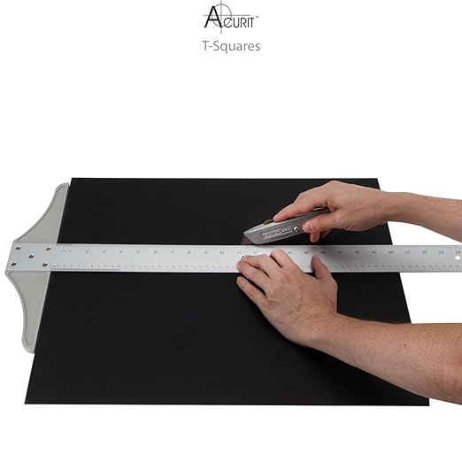 Acurit 36 Inch Aluminum T-Square – Professional Drawing and Drafting Tool with Clear Acrylic Edge for Precision Cutting, Measuring, and Design