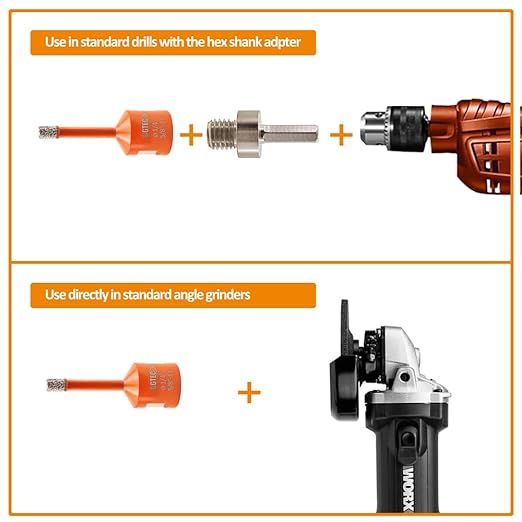 Diamond Core Drill Bit Kit BGTEC Diamond Hole Saw Tile Cutter for Porcelain Tile Ceramic Marble Brick Granite Stone, 5/8"-11 Thread Hole Saw 10/10/10mm+HEX Adapter