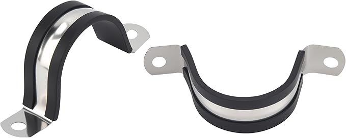 3/4 Inch 10 PCS 2 Holes Rubber Cushioned U Bracket Clamp, Reinforced Rigid Pipe Strap, Stainless Steel Conduit Straps Cable Clamp (20 mm) by Tavonuxt