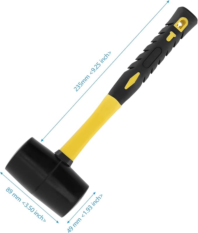 3 PCS 16 OZ Black Rubber Mallet Hammer, Rubber Mallet with Non Slip Handle for Camping, Woodworking and Flooring
