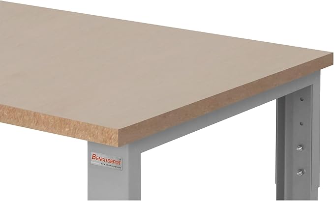 Table & Workbench: 1" Thick Particle Board Top, Height Adjustable Bench - 24" D x 48" L x 30" - 36" H - by BenchPro