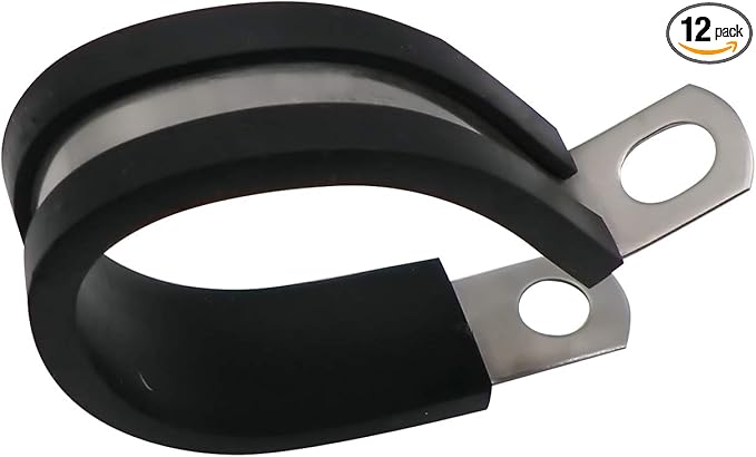 1.25" Cable Clamp Stainless Steel Rubber Cushioned Insulated Metal Clamp, Tube Holder for Tube, Pipe or Wire Cord Installation (12 Pack)
