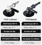 7-Inch Pneumatic Sander Heavy Duty Wet Air Sander/Polisher,Lightweight at 5.47 lbs,Adjustable Speed Up to 2500rpm Pneumatic Polisher Hand Sanding Tool