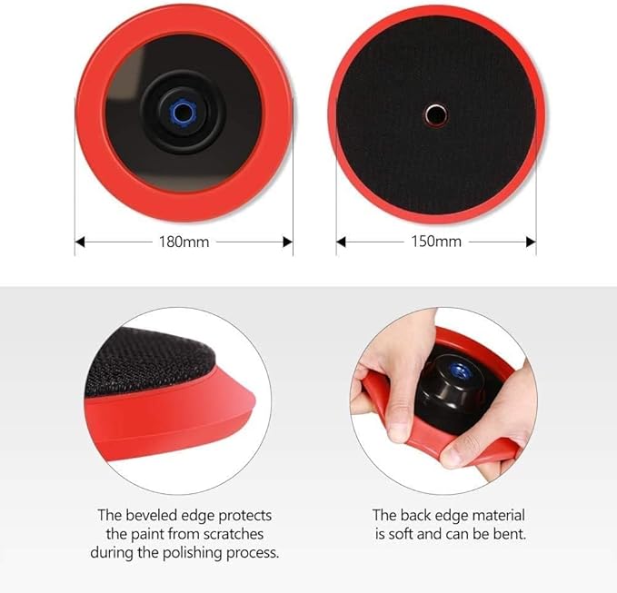 Wool Polishing Pads, SPTA 6"(150mm) 100% Natural Wool Buffing Pad with Hook & Loop Backing 4pcs Set Come with 5/8-11 Thread Backing Plate for Car Polishing, Buffing and Cutting