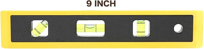 Mayes 10791 Torpedo Level 9", Compact Level Tool for Curved and Flat Surfaces, 3 High-Visibility Small Level Vials with V-Groove Edge, Leveling Tool Made in USA