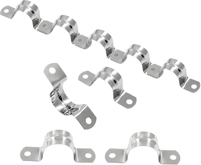 Hordion 30Pcs 1" Two Hole Strap U Bracket, M25 Rigid Pipe Strap Stainless Steel Conduit Clamp for Fixing Pipe