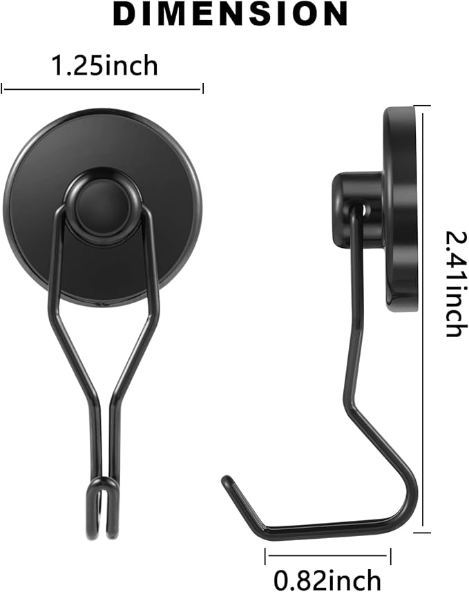 Tohoer Magnetic Hooks, 100LBS Neodymium Magnets Hook Heavy Duty with Rust Proof for Fridge, Refrigerator, Oven, Grill, BBQ, Key, Tools Holder, Kitchen, Outdoor, Hanging Wreaths, Utensil Hangers