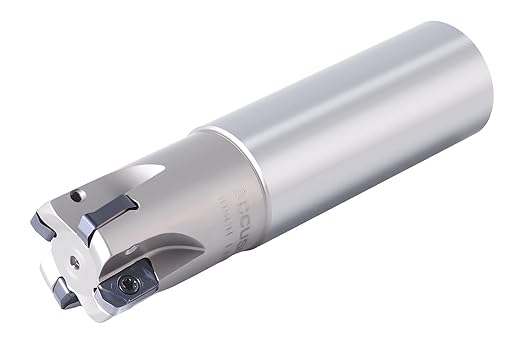 Accusize Industrial Tools 1" High Feed Indexable End Mill, 1" Shank, 4 Flutes, with LNMU030312R-JM Inserts, HFEM-0001