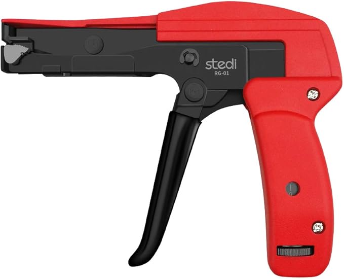stedi Cable Tie Gun, Ergonomic Hand Operated Zip Tie Gun [Premium], Sharp and Wear Resistant, Cable Wire Fastening and Cut-Off Tie Tool, Special for Cut Plastic Nylon Ties, Red, 6.3 Inches Length