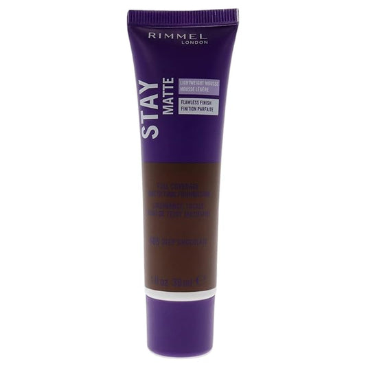 Rimmel London Stay Matte Lightweight Foundation - 605 Deep Chocolate Foundation Women 1 oz-VeraVaultWomen