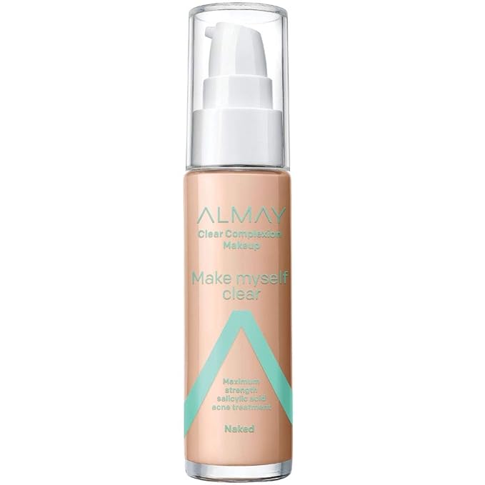 Almay Foundation, Acne Face Makeup with Salicylic Acid, Face Makeup with Skincare Ingredients, Matte Finish, Hypoallergenic, Cruelty Free, Dermatologist Tested Foundation, 300 Naked, 1 Oz-VeraVaultWomen