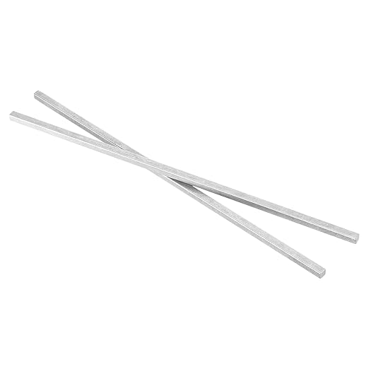 uxcell 2 Pcs Square Steel Key Stock, 1/4" x 1/4" x 12" Cold-Drawn 45# Steel Bars Precision Key Stock for Gearbox Coupling, Silver Tone