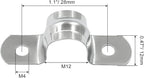 Hordion 50Pcs 12mm Two Hole Strap U Bracket, M12 Rigid Pipe Strap Stainless Steel Conduit Clamp for Fixing Pipe