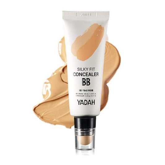 YADAH Silky Fit Concealer BB Cream (23 Natural Beige, 1.18fl oz) - 2-in-1 Korean Makeup for Flawless Skin, Tinted Moisturizer for Blemish Cover. Long-Lasting, All-Day Wear.-VeraVaultWomen