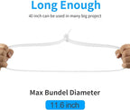 40 inch White Zip Ties Heavy Duty 15 PCS, 440 LBS Ultra Exclusive Strong Plastic Wire Ties, Large Cable Ties Extra Long Tie Wraps, Indoor and Outdoor UV Resistant