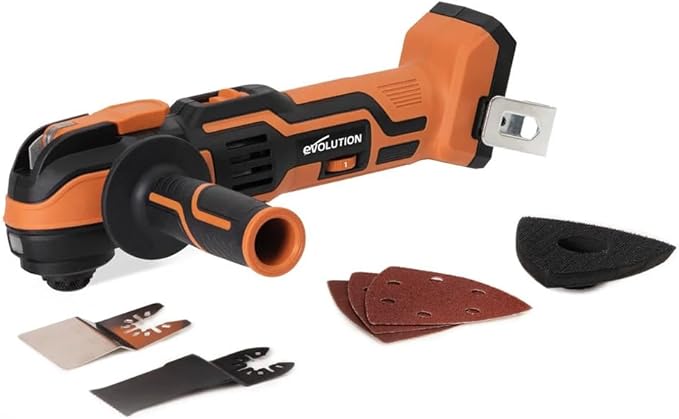 Evolution Cordless 8-Tool Combo Kit | 7-1/4 Sliding Miter Saw, 6-1/2 Circular Saw, Reciprocating Saw, Drill, Impact Driver, Multi-Tool, Vacuum & Torch Light | 2Ah & 4Ah Batteries, Charger