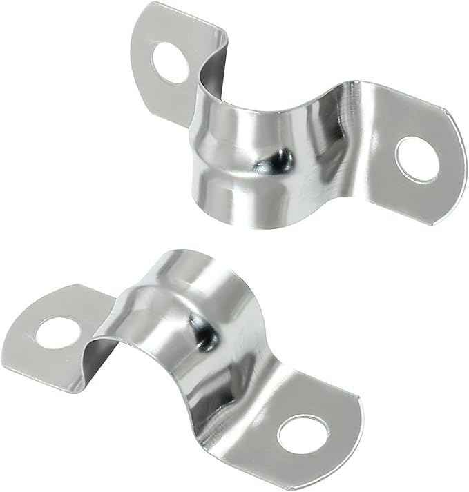 Hordion 30Pcs 5/8" Two Hole Strap U Bracket, M16 Rigid Pipe Strap Stainless Steel Conduit Clamp for Fixing Pipe