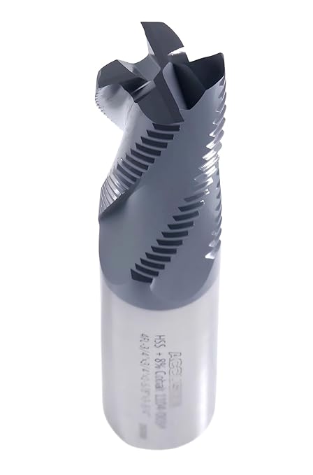 Accusize Industrial Tools 3/4'' Fine Tooth M42 8% Cobalt Tialn Roughing End Mill, 3/4'' Shk Dia, 1-5/8'' Flute Length, 3-3/4'' Oal, 4 Flute, 1104-0034