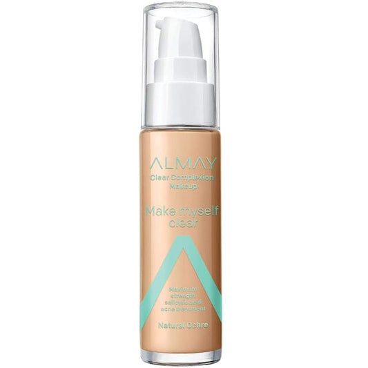 Almay Clear Complexion Makeup, Matte Finish Liquid Foundation with Salicylic Acid, Hypoallergenic, Cruelty Free-Fragrance Free, Dermatologist Tested, 510 Natural Ochre, 1.0 oz-VeraVaultWomen