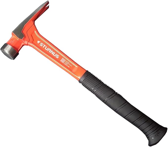 Sturnus Orange 13oz Velocity Rip Claw Hammer – 13oz, Lightweight Aluminum & Ergonomic, Pro-Grade with Anti-Vibration Grip (Smooth Face, Short Handle)