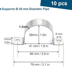1-9/16 In. Conduit Clamps Two Hole Metal Clamp Stainless Steel U Bracket Conduit Strap Tension Clips, Universal Clamp for Cylindrical Components - Fits OD 40 mm (Approx. 1-9/16") | 10 Pcs