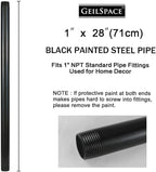 GeilSpace 1" × 28" Pre-Cut Black Metal Pipe, Industrial Steel Fits Standard One Inch Black Threaded Pipes and Fittings - Vintage DIY Industrial Shelving (1" × 28")