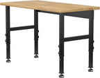 48" Adjustable Workbench,Heavy-Duty Work Table,3000 LBS Load Capacity Hardwood Workstation with Fixed feet,for Workshop, Garage