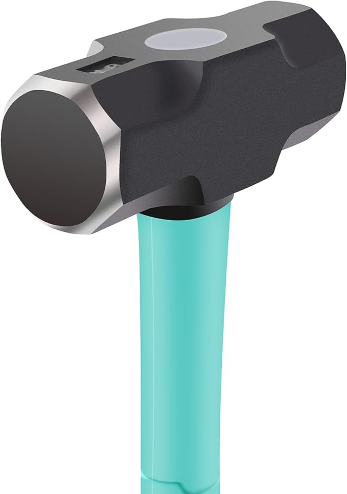 Sledge and Club Hammer with Heavy Duty Construction, Ergonomic No-Slip H-Grip Handle, Fiberglass Core, High Strength Steel for Construction,Land Management, Yard Work (B-8LB)