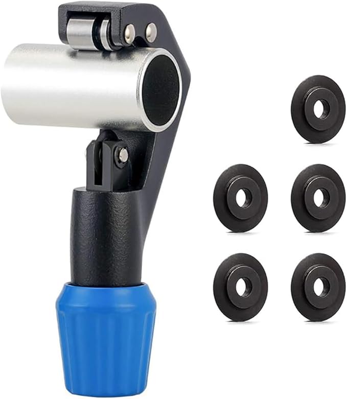 GOLDEAL Tube Cutter,Constant Swing Pipe Cutter Tool for Metal Pipe,1/8" - 1-3/16",with 5 Spare Cutting Blades,Bike Front Fork/Seatpost/Seat Tube/Steerer Tube Cutter(Blue)