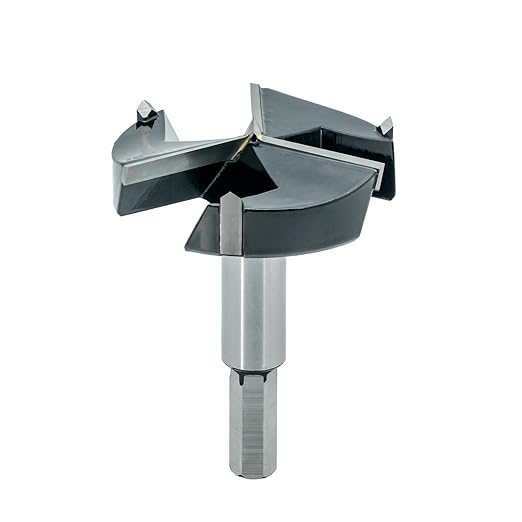 1-3/4 Inch Forstner Drill Bit, Triple-Flute Carbide Tipped Forstner Bit for Hard Wood, Soft Wood, Veneered Plywood, Plastic, Drilling Hole Saw Woodworking Hinge Cutter Tool (1-3/4 Inch)