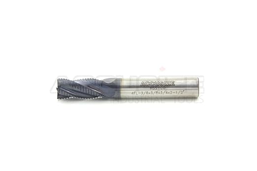 Accusize Industrial Tools 3/8'' Fine Tooth M42 8% Cobalt Tialn Roughing End Mill, 3/8'' Shk Dia, 3/4'' Flute Length, 2-1/2'' Oal, 4 Flute, 1104-0038