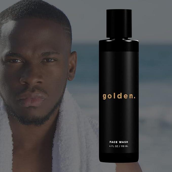 Golden Grooming Co. Men Face Wash with Aloe Vera & Vitamin E - Facial Cleanser for Men - Organic & Nature-Based - Ideal for Sensitive and Oily Skin - Rich Foaming Daily Cleanser - 4 oz.-VeraVaultWomen
