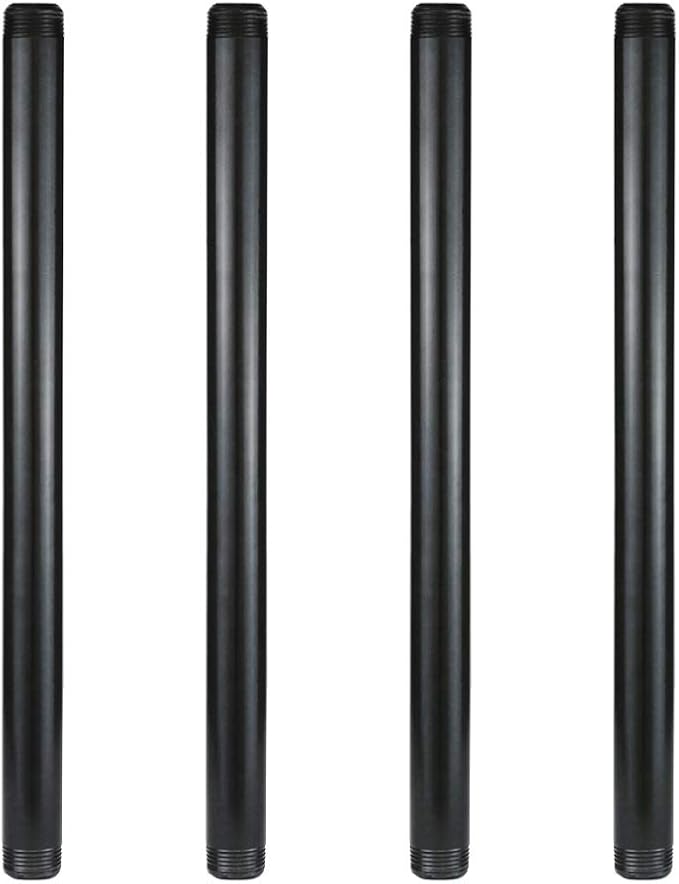 GeilSpace 1" × 18" Pre-Cut Black Metal Pipe, Industrial Steel Fits Standard One Inch Black Threaded Pipes and Fittings - Vintage DIY Industrial Shelving (1" × 18")