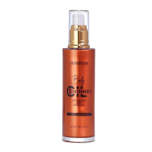 MAEPEOR Shimmer Body Luminizer 5 Colors Moisturizing Glow Illuminator Smooth and Non-sticky Summer Body Highlighter For Face & Body (80ML, 04 Golden Brown)-VeraVaultWomen